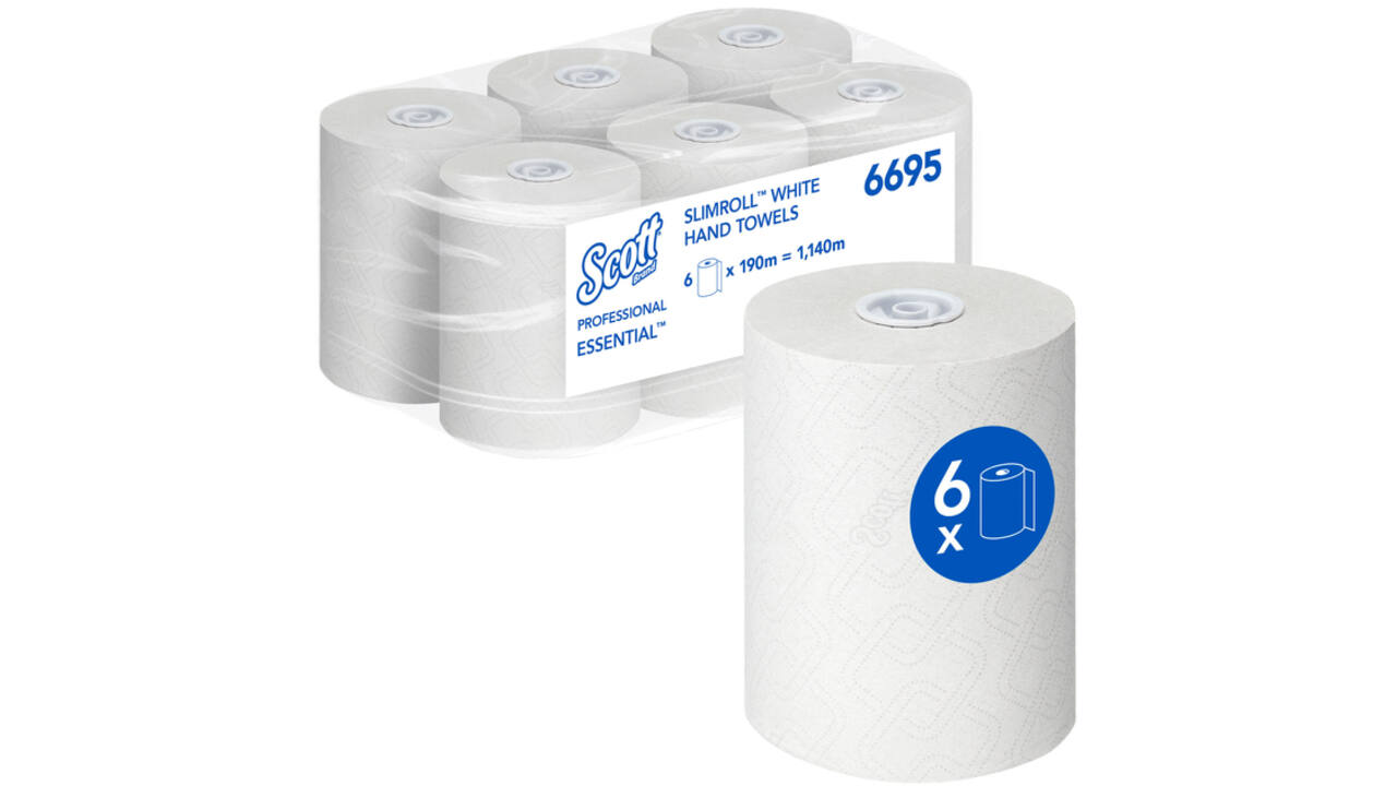 Handdoekrol Scott Essential Slimroll 1-laags 190m wit 6695