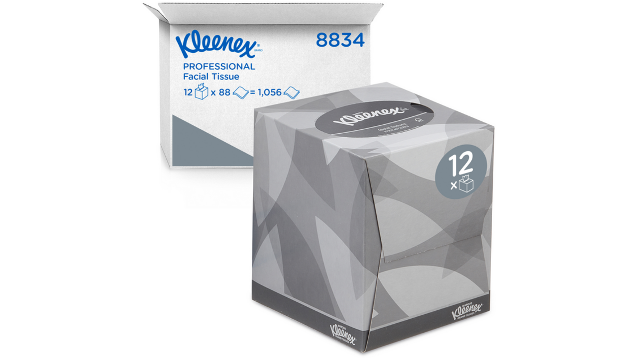 Facial tissues Kleenex 2-laags kubus 12x88stuks wit 8834