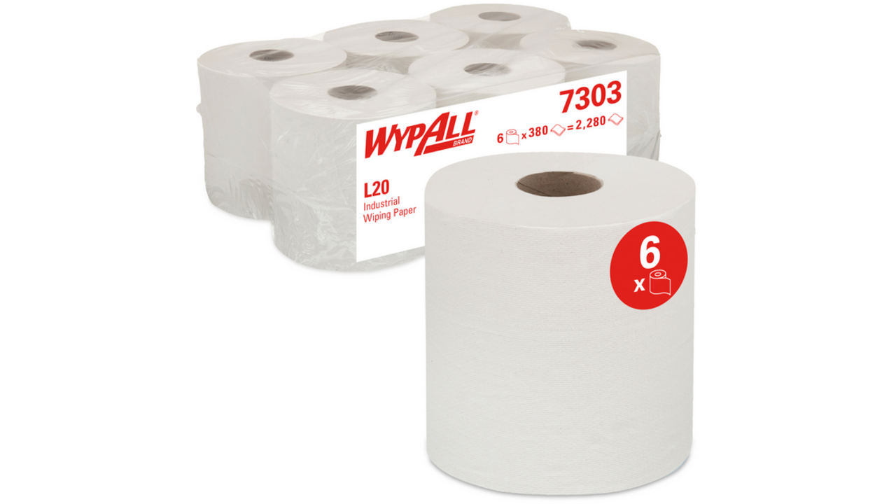 Poetsrol WypAll L20 2-laags 18,3cmx144m 380vel wit 7303