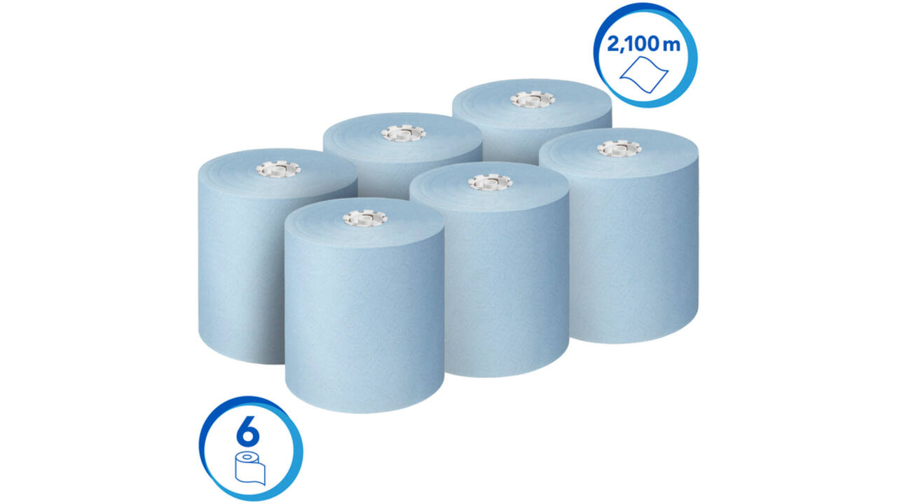 Handdoekrol Scott Essential 1-laags 350m blauw 6692