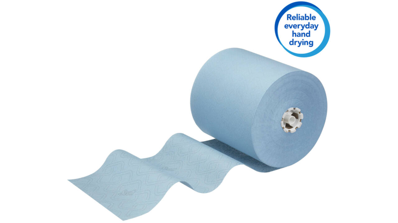 Handdoekrol Scott Essential 1-laags 350m blauw 6692