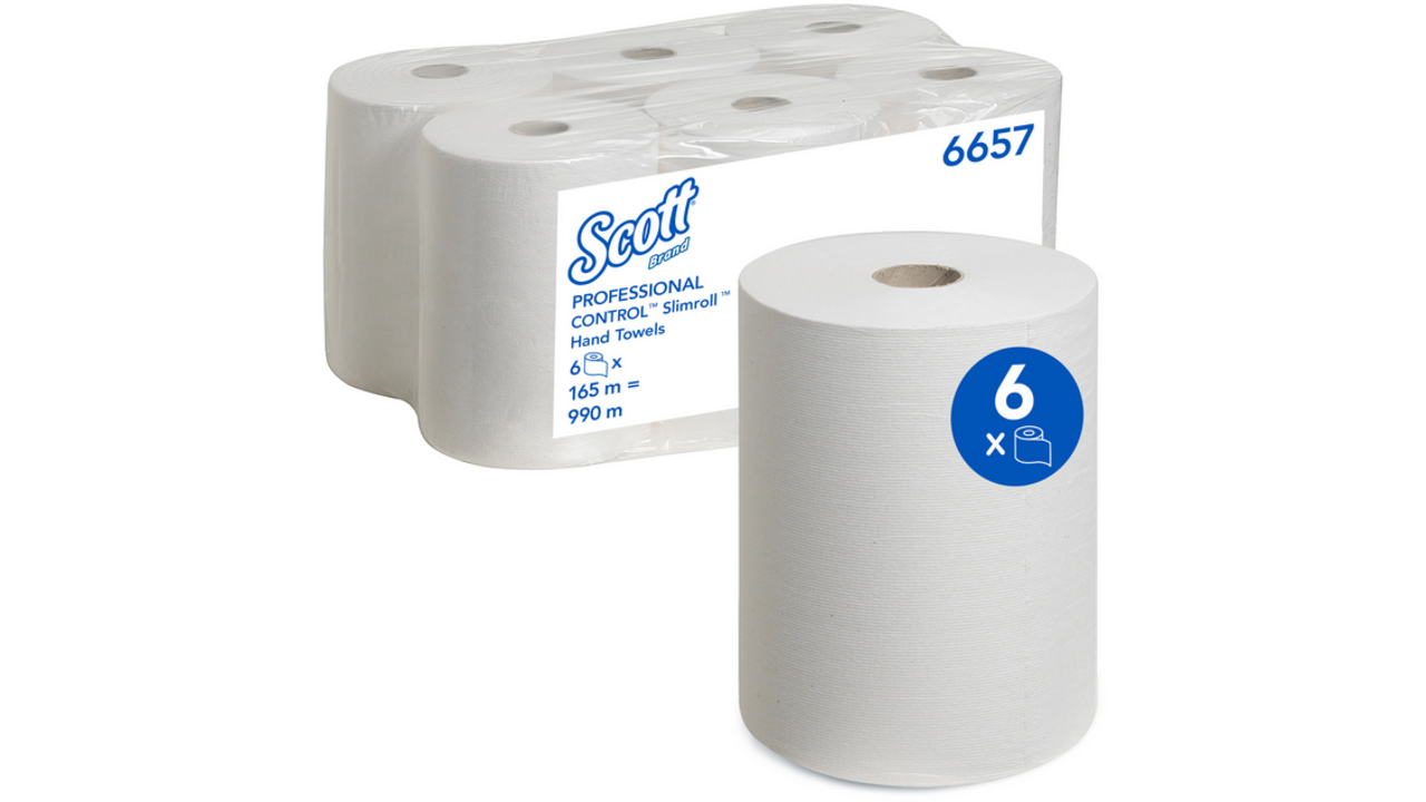 Handdoekrol Scott Slimroll 1-laags 165m wit 6657