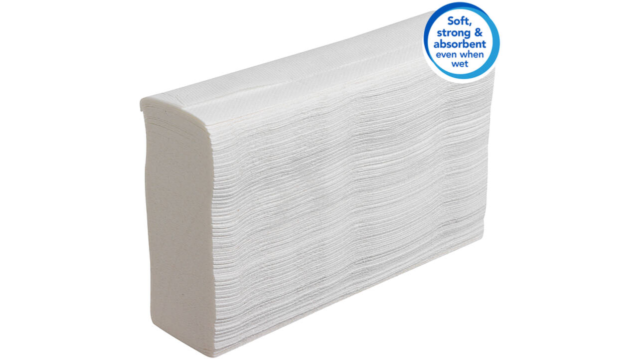 Handdoek Scott Slimfold m-vouw 1-laags 19x29,5cm wit 16x110stuks 5856