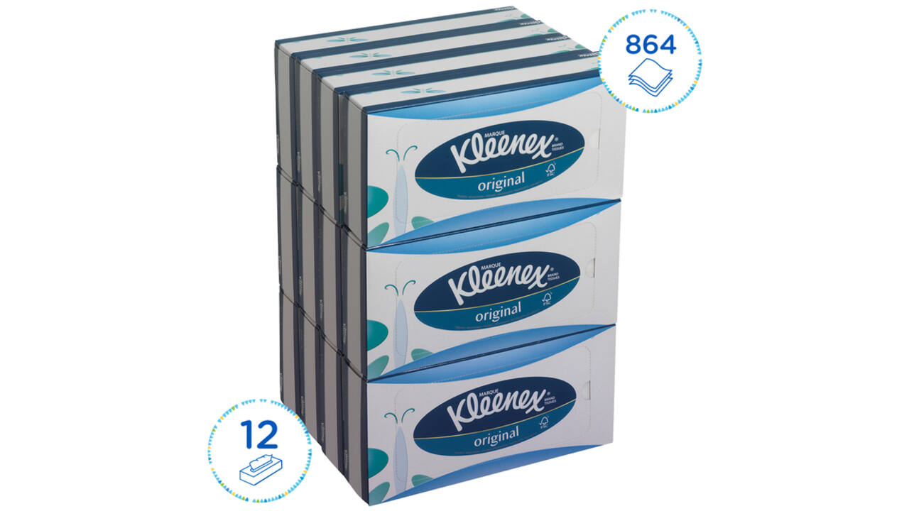 Facial tissues Kleenex 3-laags standaard 12x72stuks wit 8824