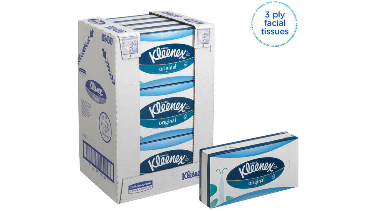 Facial tissues Kleenex 3-laags standaard 12x72stuks wit 8824