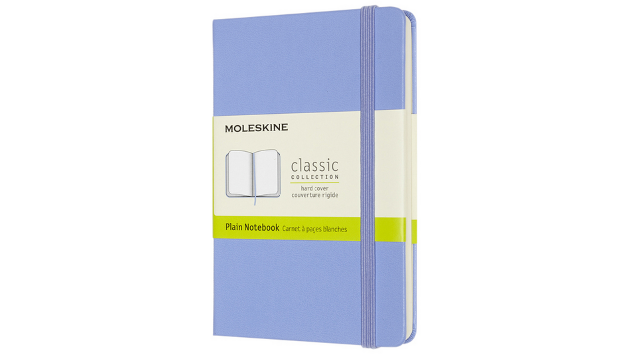Notitieboek Moleskine pocket 90x140mm blanco hard cover hydrangea blue
