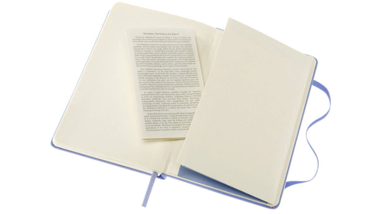 Notitieboek Moleskine pocket 90x140mm blanco hard cover hydrangea blue