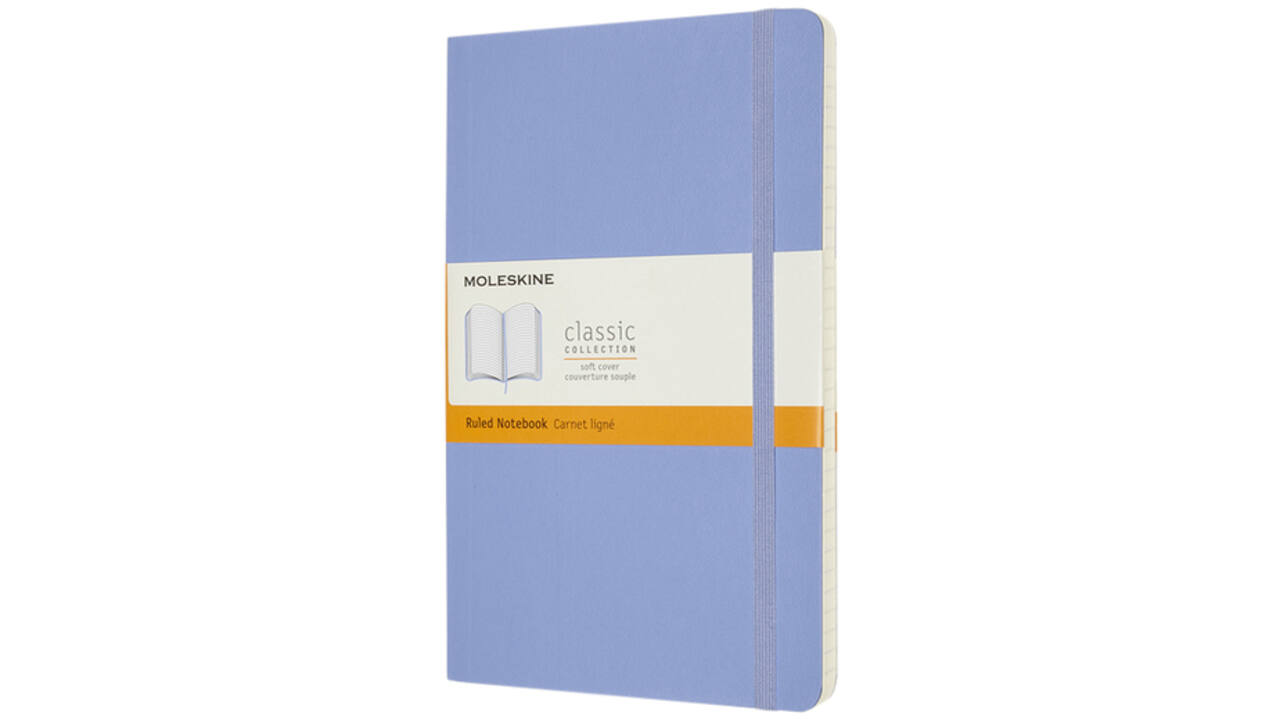 Notitieboek Moleskine large 130x210mm lijn soft cover hydrangea blue