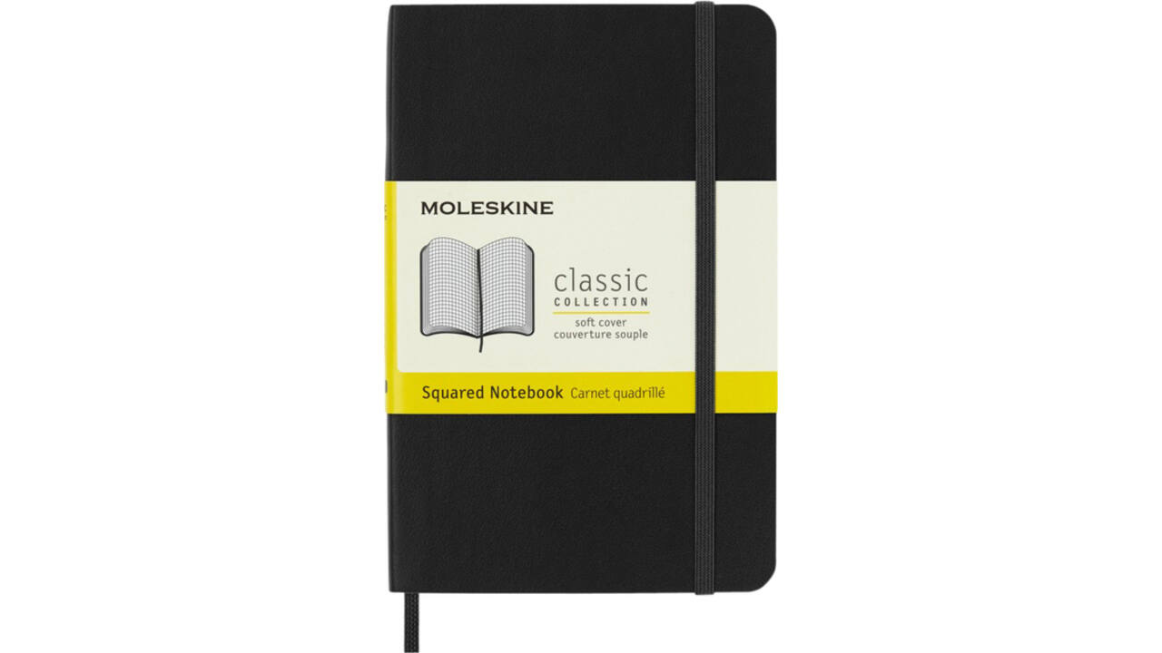 Notitieboek Moleskine pocket 90x140mm ruit 5x5mm soft cover zwart