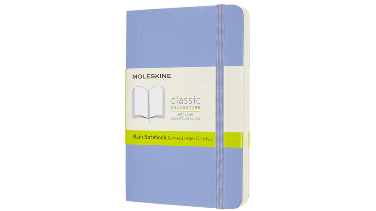 Notitieboek Moleskine pocket 90x140mm blanco soft cover hydrangea blue
