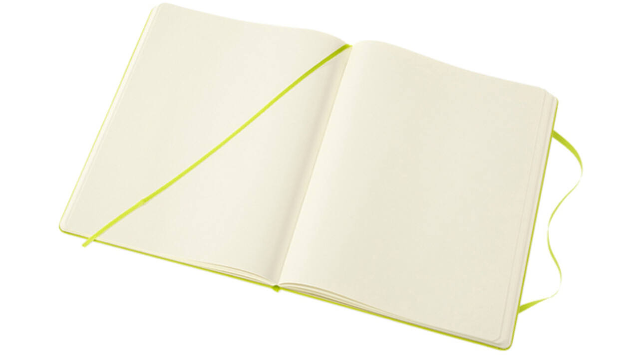 Notitieboek Moleskine XL 190x250mm blanco hard cover lemon green
