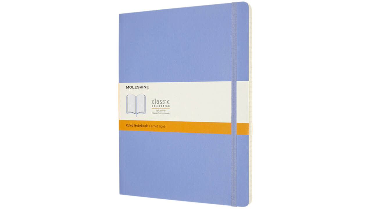 Notitieboek Moleskine XL 190x250mm lijn soft cover hydrangea blue