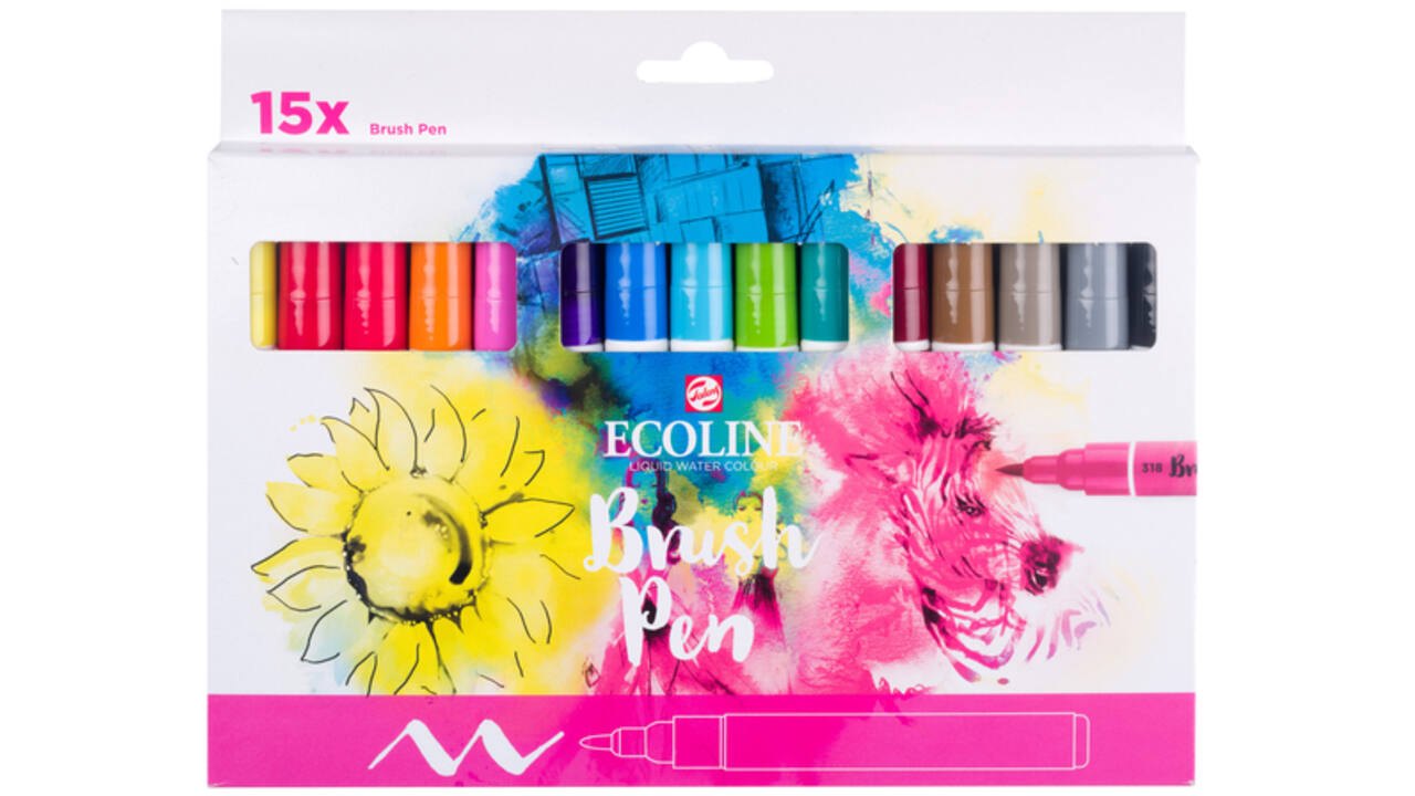 Brushpen Talens Ecoline set á 15 kleuren