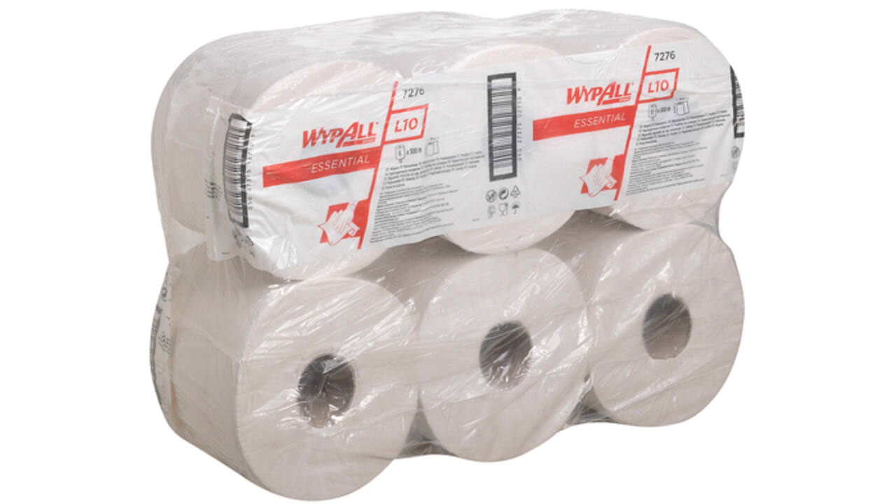 Poetsrol WypAll L10 essential 1-laags 300m wit 7276