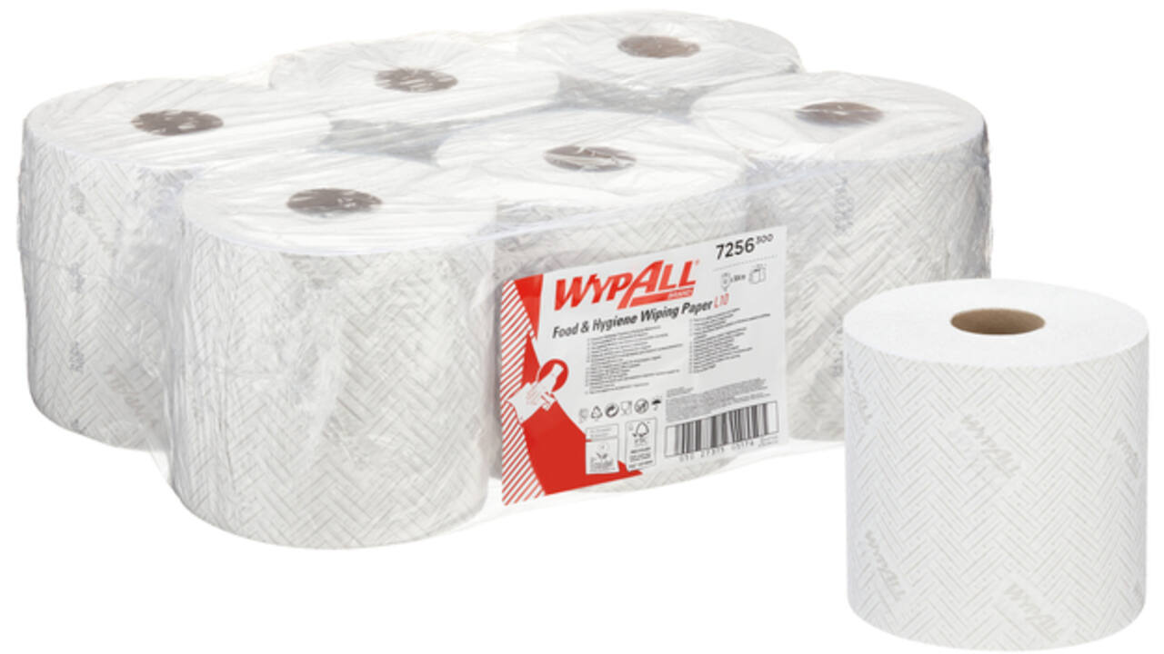Poetsrol WypAll L10 1-laags 19,5cmx304m 800vel wit 7256