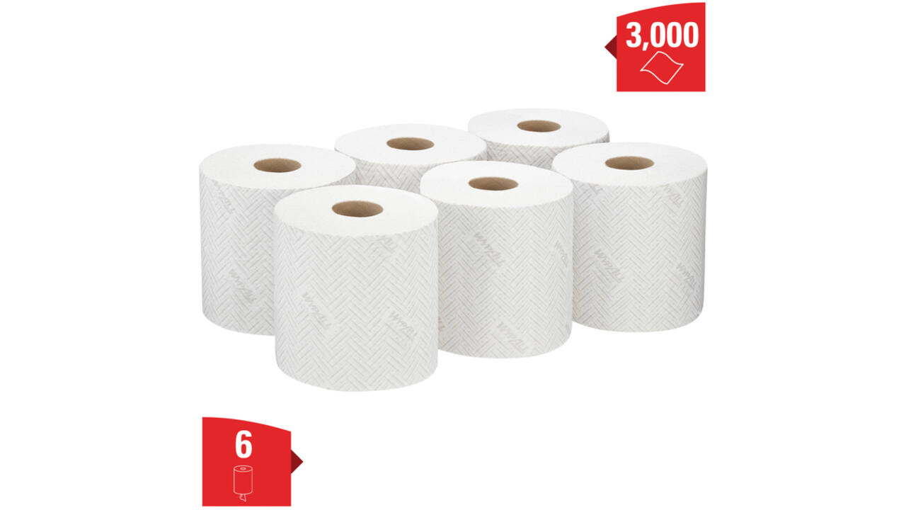 Poetsrol WypAll L10 1-laags 18,3cmx190m 500vel wit 7406