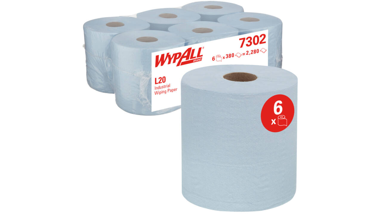 Poetsrol WypAll L20 2-laags 18,3cmx144m 380vel blauw 7302