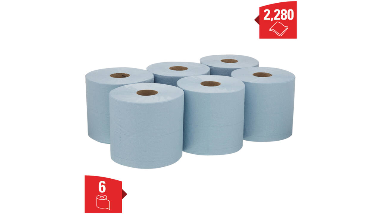 Poetsrol WypAll L20 2-laags 18,3cmx144m 380vel blauw 7302