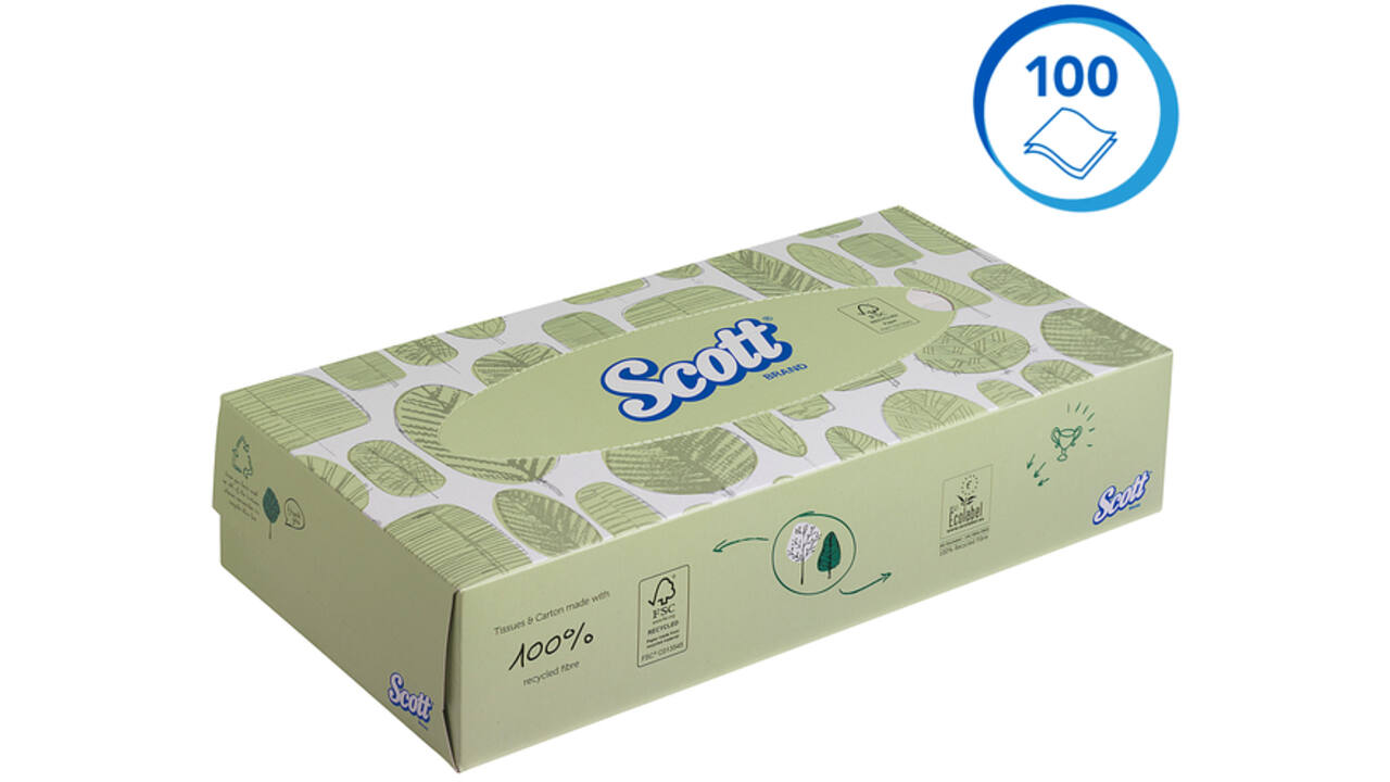 Facial tissues Scott 2-laags standaard 21x100stuks wit 8837