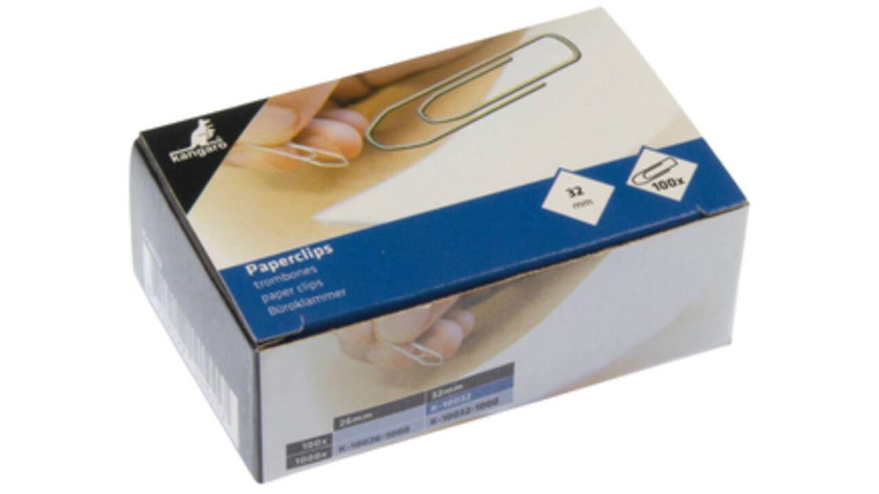Paperclip Kangaro 32mm hoekig verzinkt doos à 100 stuks
