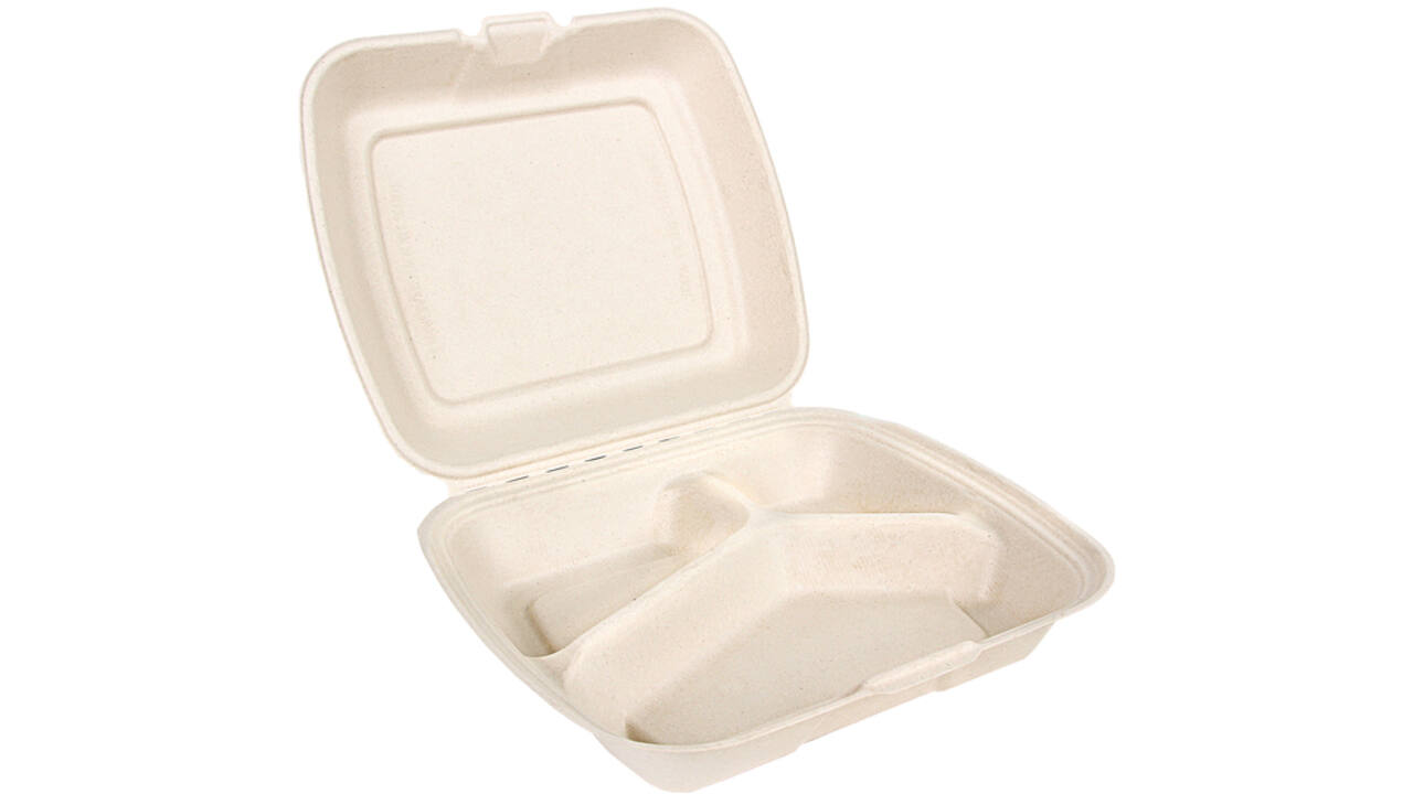 Menuklapverpakking IEZZY IP4 3-vaks suikerriet beige 100 stuks