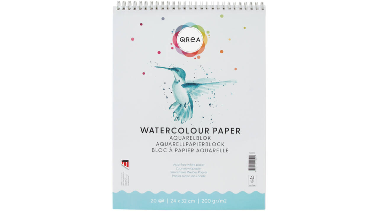 Aquarelblok Qrea 24x32 20vel 200gr spiraal