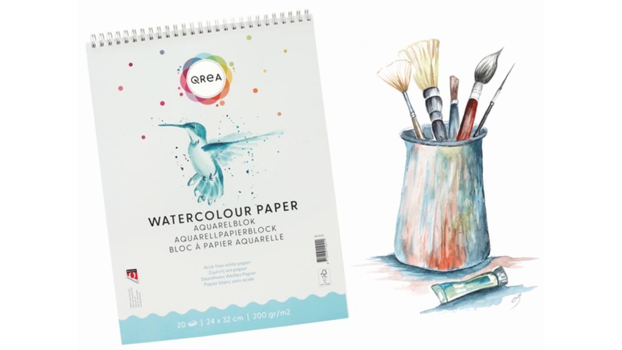Aquarelblok Qrea 24x32 20vel 200gr spiraal
