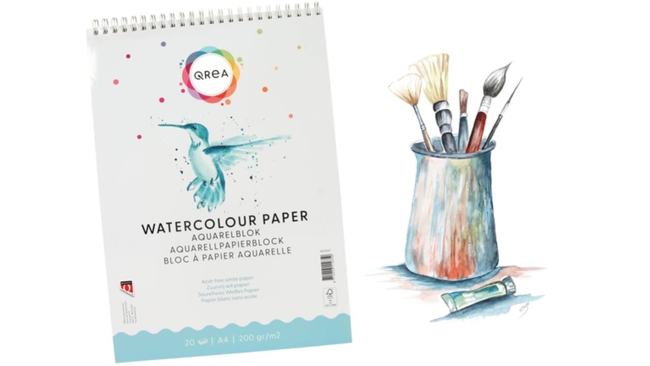 Aquarelblok Qrea A4 20vel 200gr spiraal
