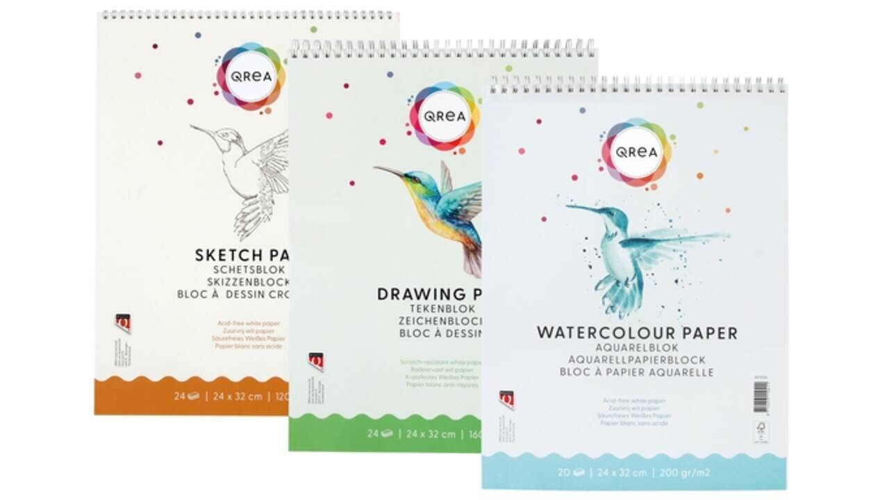Aquarelblok Qrea A4 20vel 200gr spiraal