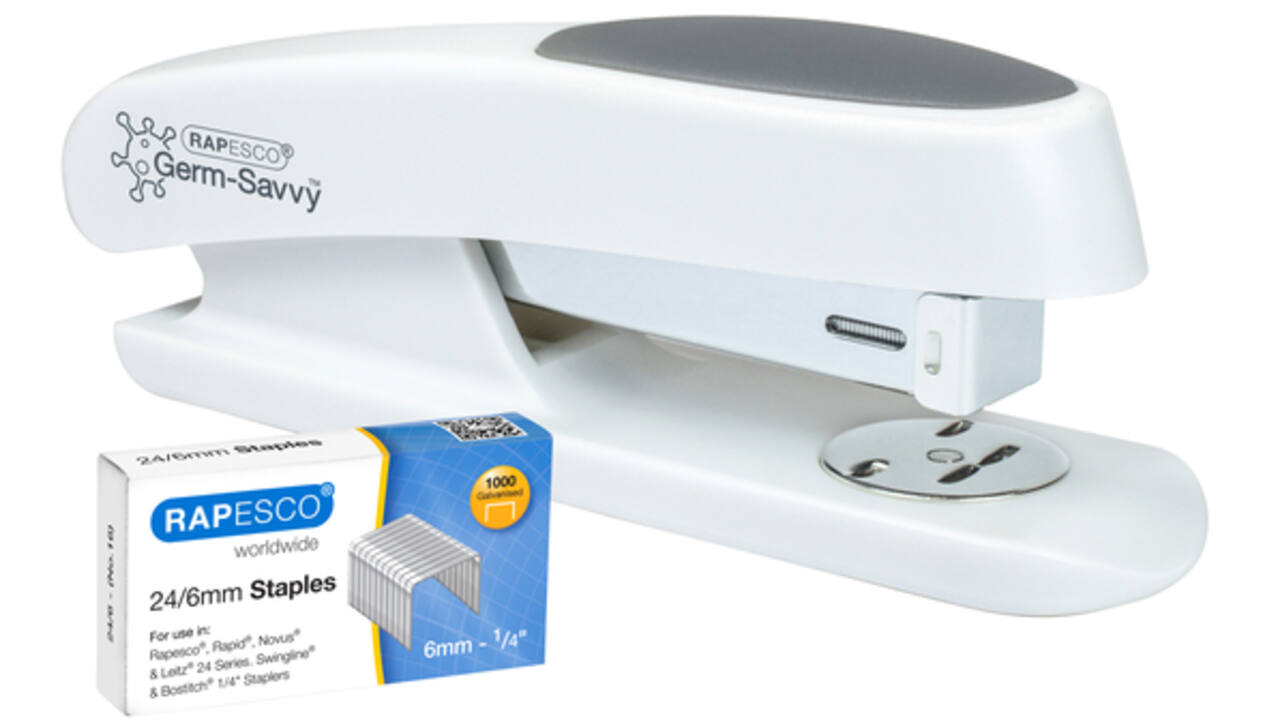 Nietmachine Rapesco Germ-Savvy ECO Sting Ray antibacterieel 24/6mm wit
