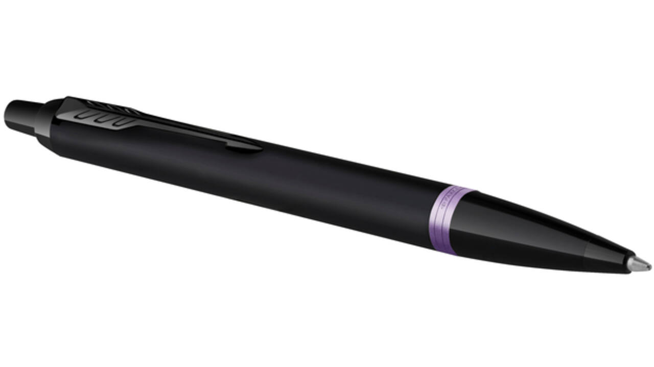 Balpen Parker IM black purple vibrant ring medium blister à 1 stuk