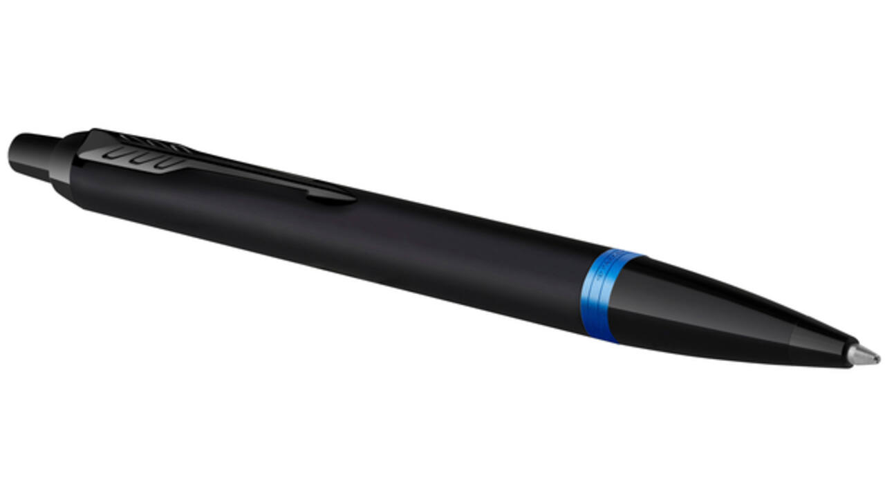 Balpen Parker IM black blue vibrant ring medium blister à 1 stuk