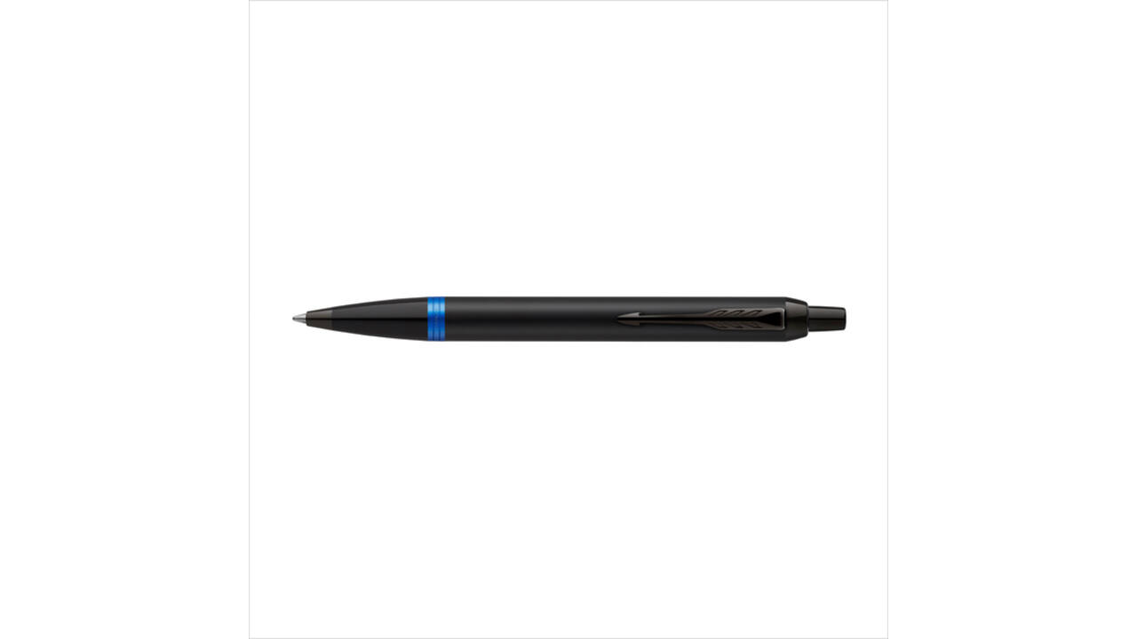 Balpen Parker IM black blue vibrant ring medium blister à 1 stuk