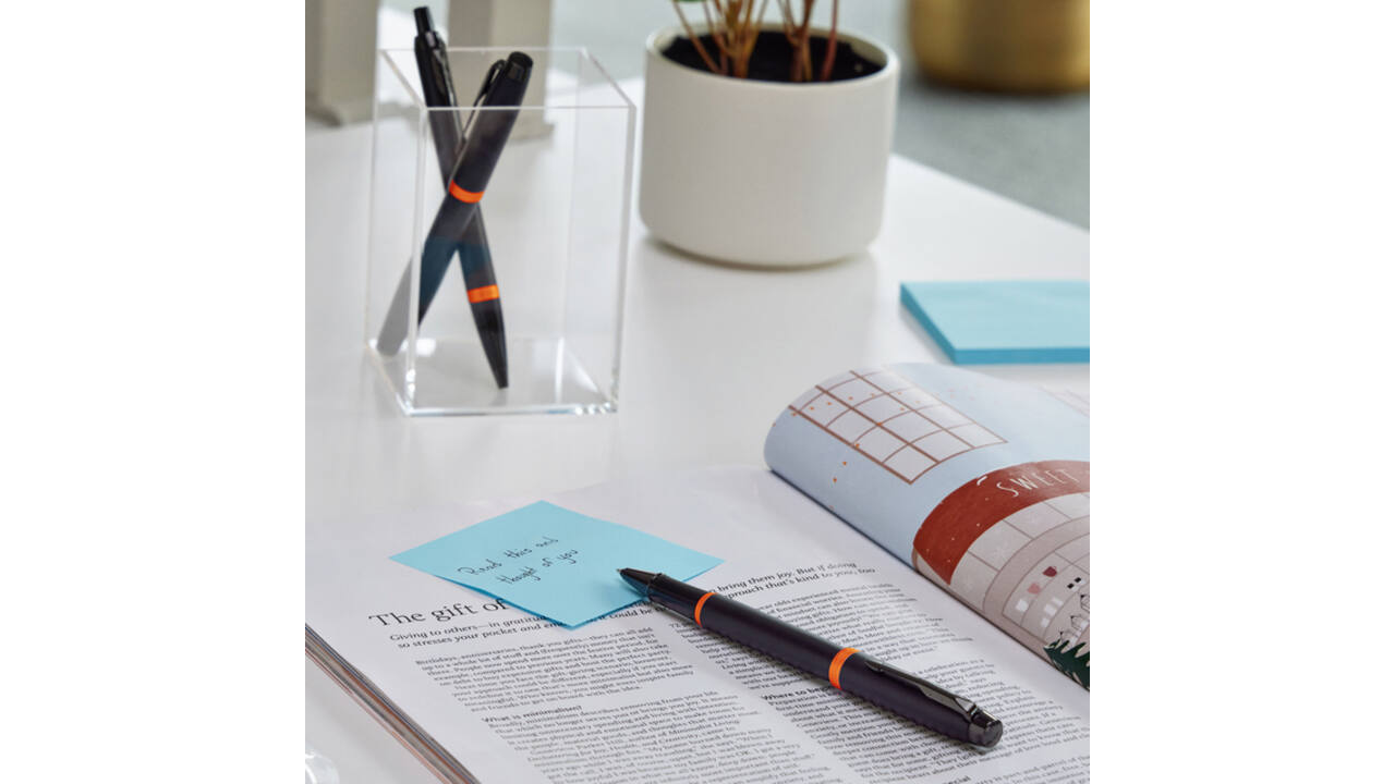 Balpen Parker IM black orange vibrant ring medium blister à 1 stuk