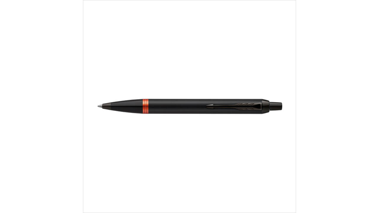 Balpen Parker IM black orange vibrant ring medium blister à 1 stuk