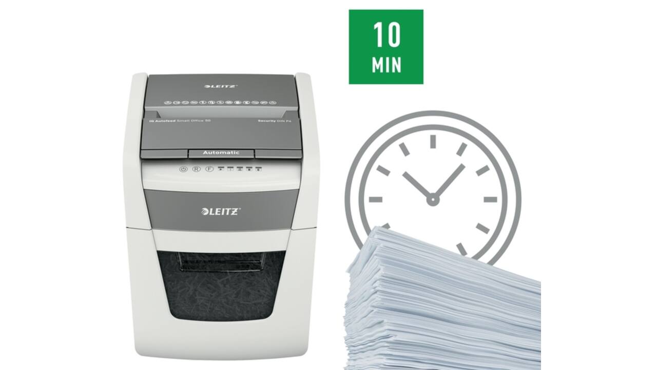 Papiervernietiger Leitz IQ Auto+ Small Office 50X P4 snippers 4x28mm