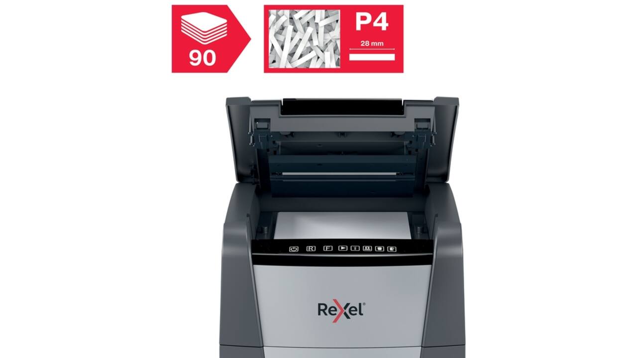 Papiervernietiger Rexel Optimum Auto+ 90X snippers 4x28mm