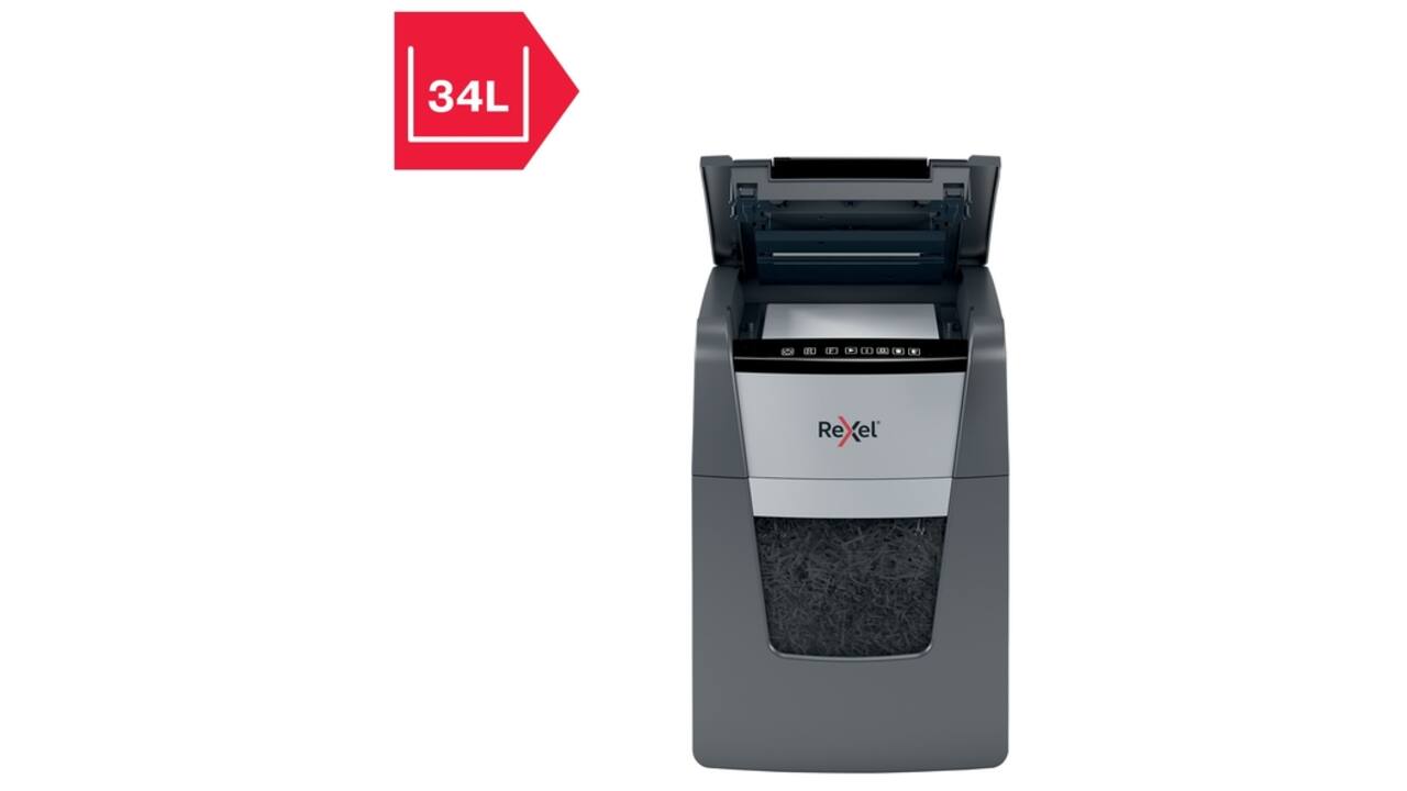 Papiervernietiger Rexel Optimum Auto+ 90X snippers 4x28mm