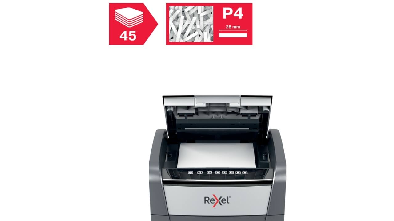 Papiervernietiger Rexel Optimum Auto+ 45X snippers 4x28mm