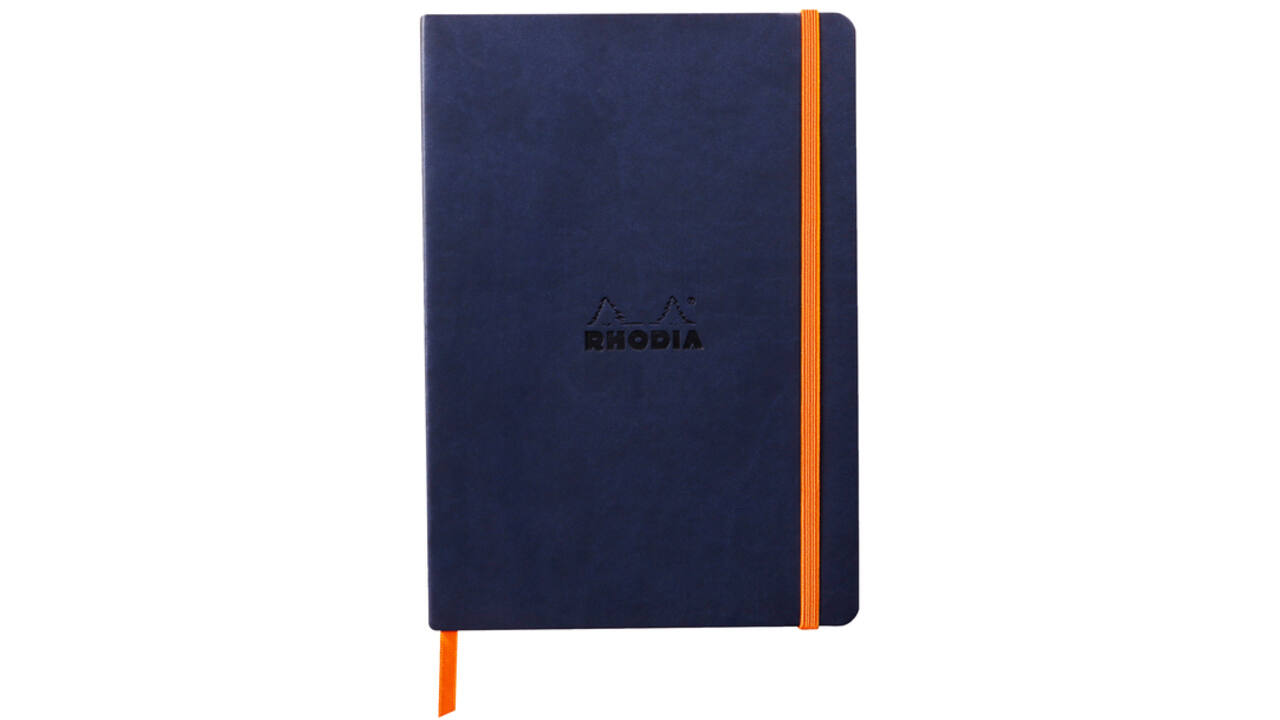 Notitieboek Rhodia A5 lijn 80 vel 90gr nachtblauw
