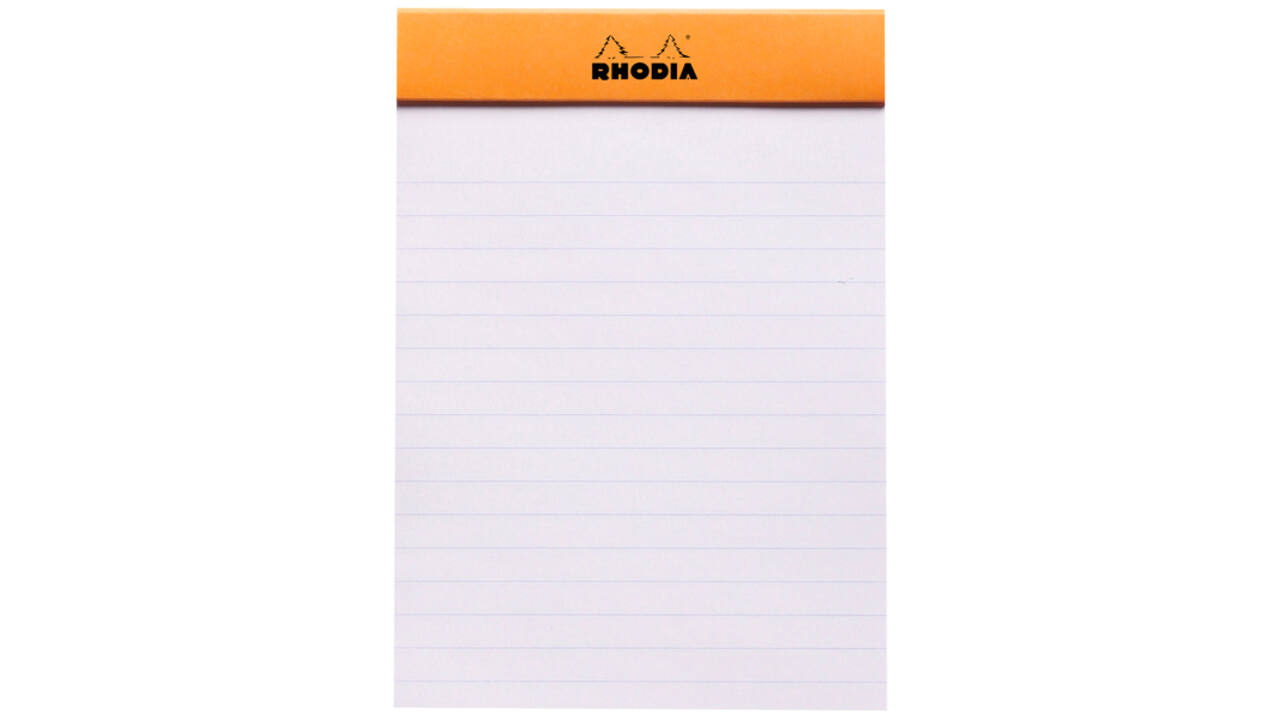 Schrijfblok Rhodia A6 lijn 80 vel 80gr oranje