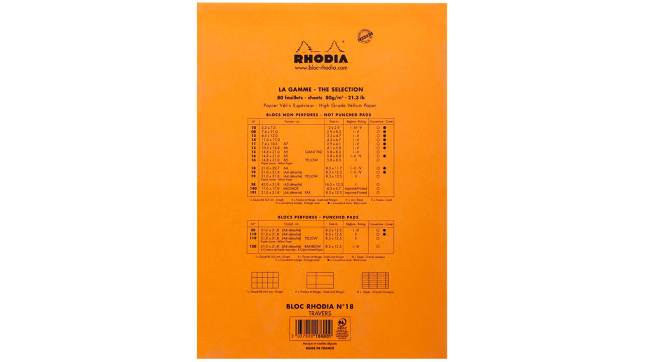 Schrijfblok Rhodia A4 lijn 80 vel 80gr oranje