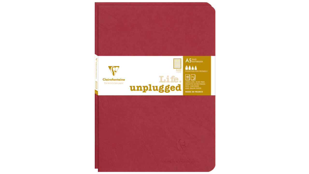 Schrift Clairefontaine A5 lijn 96 pagina's 90gr rood seal à 2 stuks
