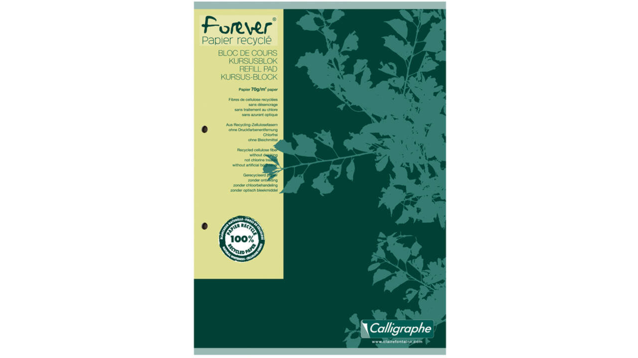 Cursusblok Clairfontaine Forever Calligraphe A4 lijn 2-gaats 200 pagina's 70gr groen