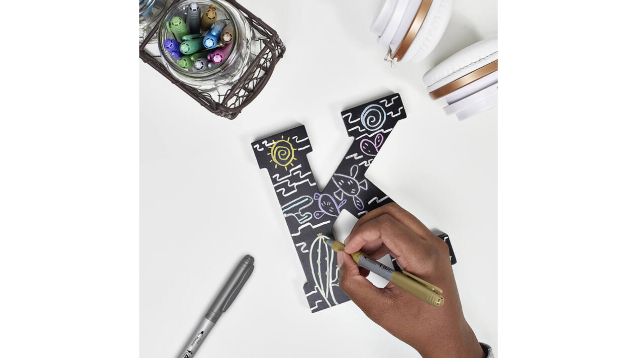 Viltstift Bic Intensity rond permanent fine metallic zilver en goud blister à 2 stuks