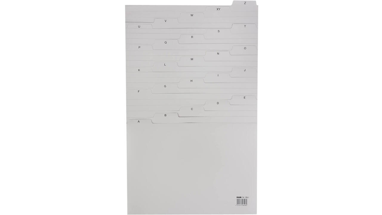 Tabkaart Han alfabet A4 HA-984 lichtgrijs