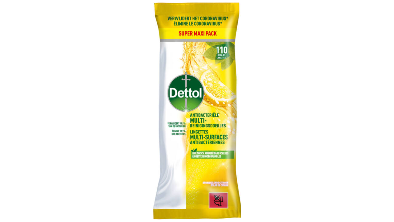 Reinigingsdoekjes Dettol antibacterieël Citrus 110st