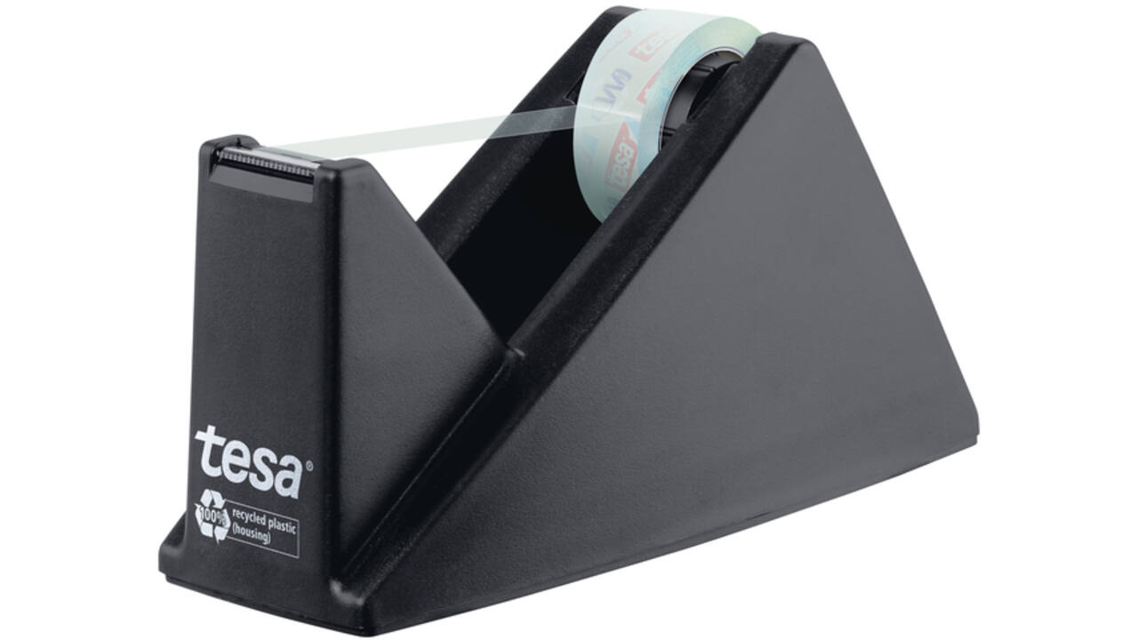 Plakbandhouder Tesa eco&crystal 59045 zwart met 1 rol tape 19mmx10m