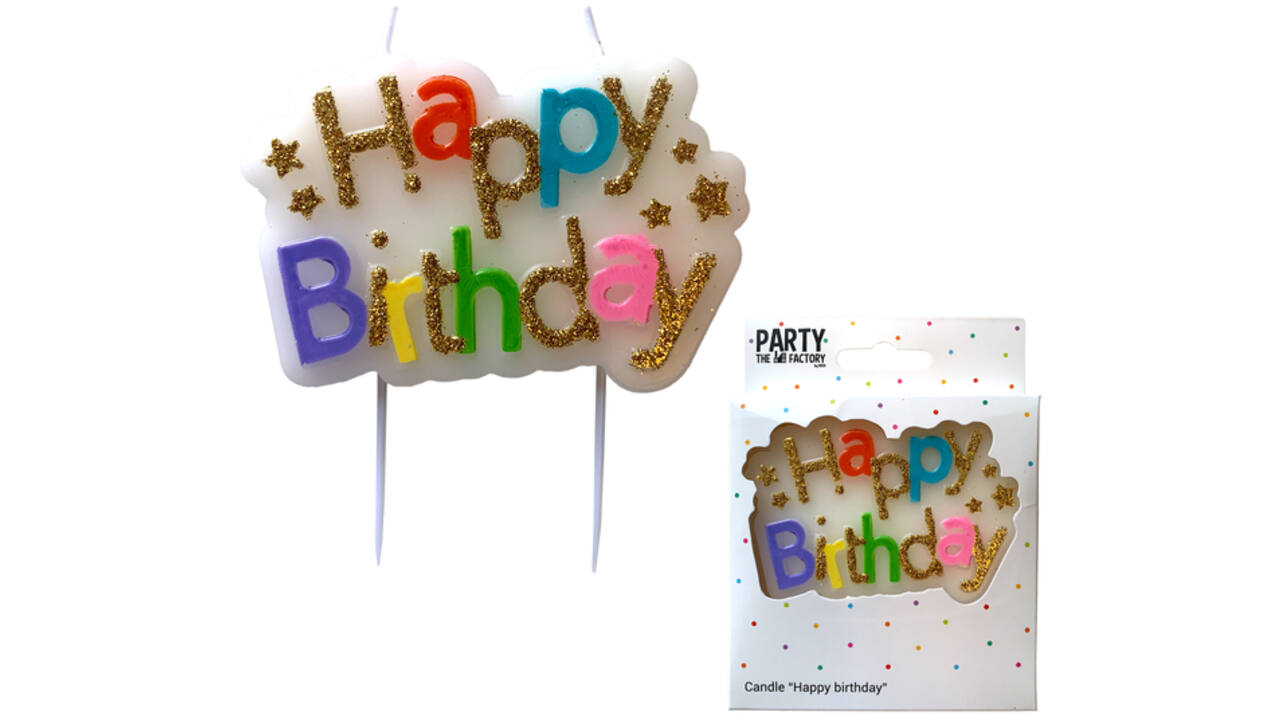 Kaarsje Happy 'Happy birthday' 10.5cm
