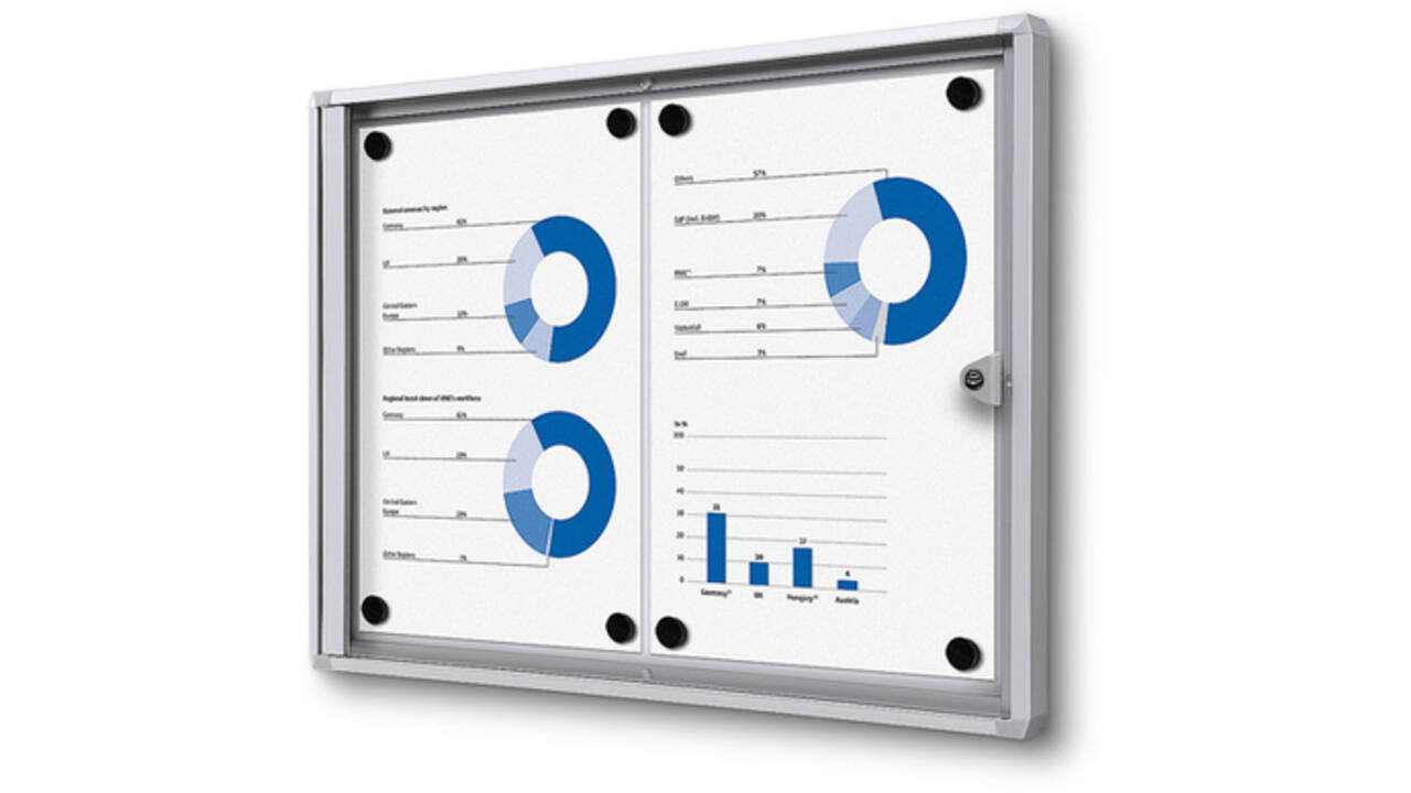 Vitrinebord Quantore voor binnen 2x A4 zilver